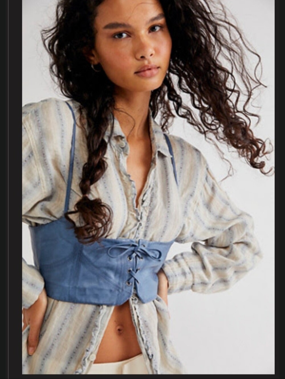 Free People Blue Lamb Leather Corset Belt M/L